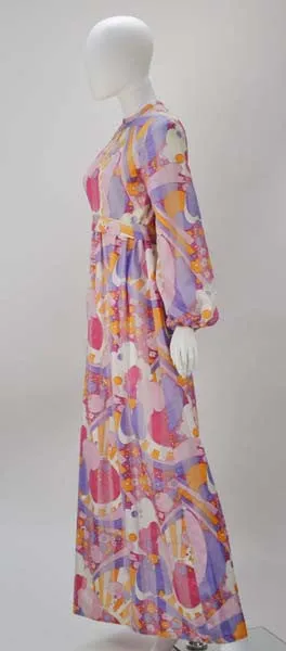 1960s Rodrigues Vibrant Multi Color Print Dress