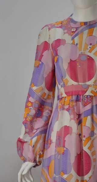 1960s Rodrigues Vibrant Multi Color Print Dress