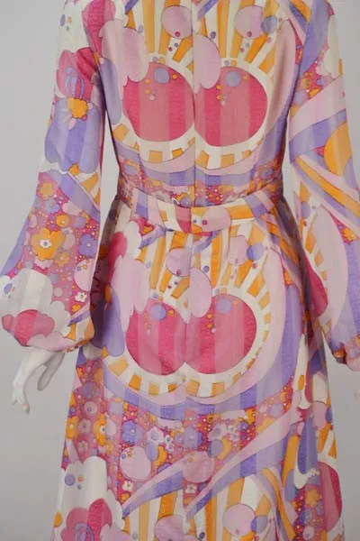 1960s Rodrigues Vibrant Multi Color Print Dress