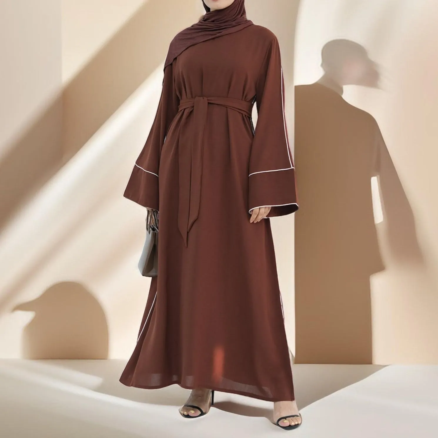 Abir Solid Color Flared Sleeve Abaya