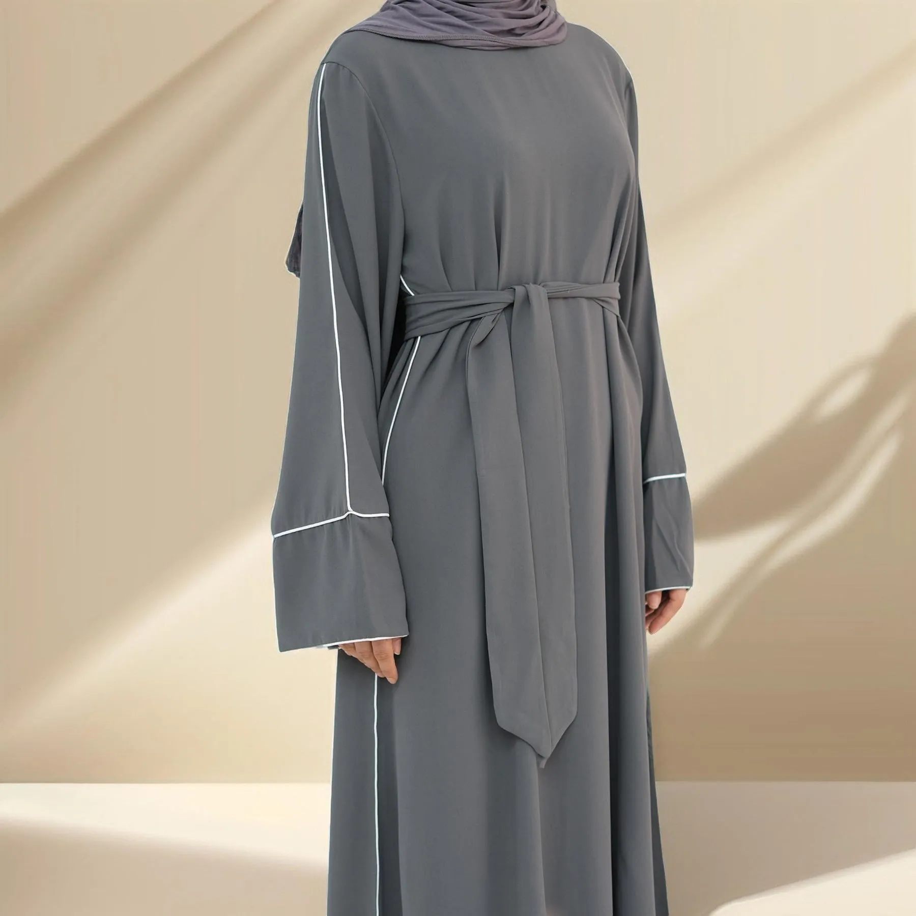 Abir Solid Color Flared Sleeve Abaya