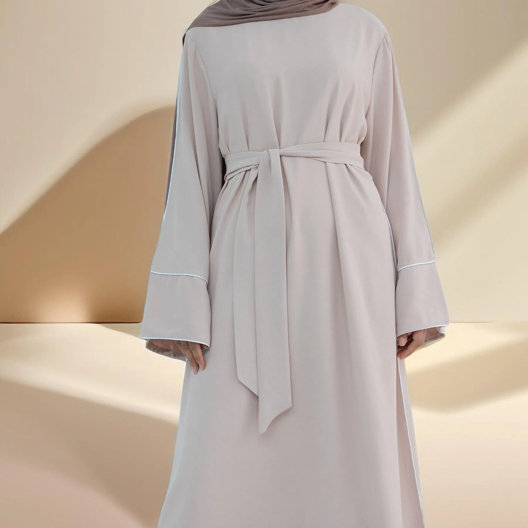 Abir Solid Color Flared Sleeve Abaya