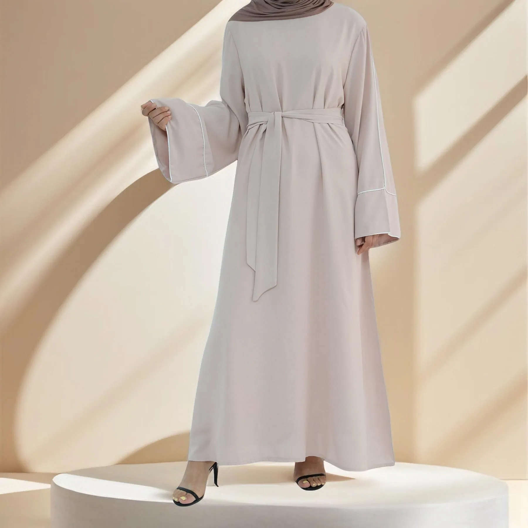 Abir Solid Color Flared Sleeve Abaya