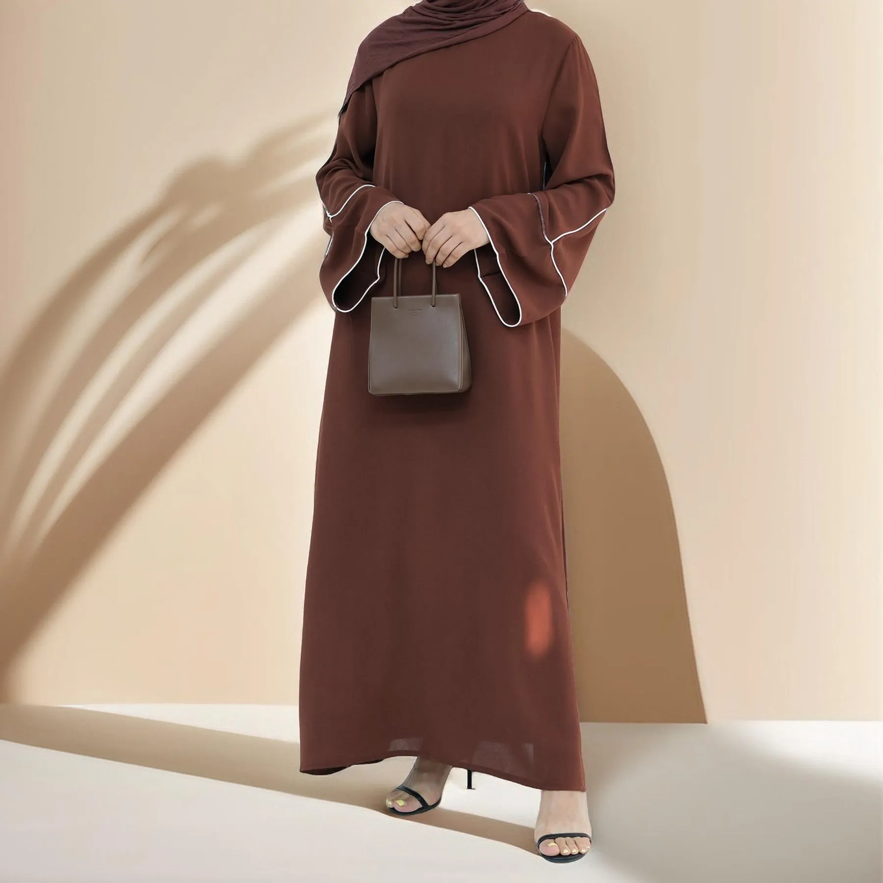 Abir Solid Color Flared Sleeve Abaya