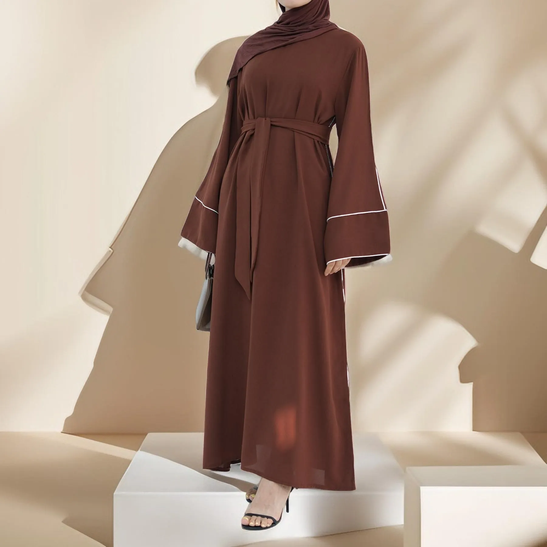 Abir Solid Color Flared Sleeve Abaya