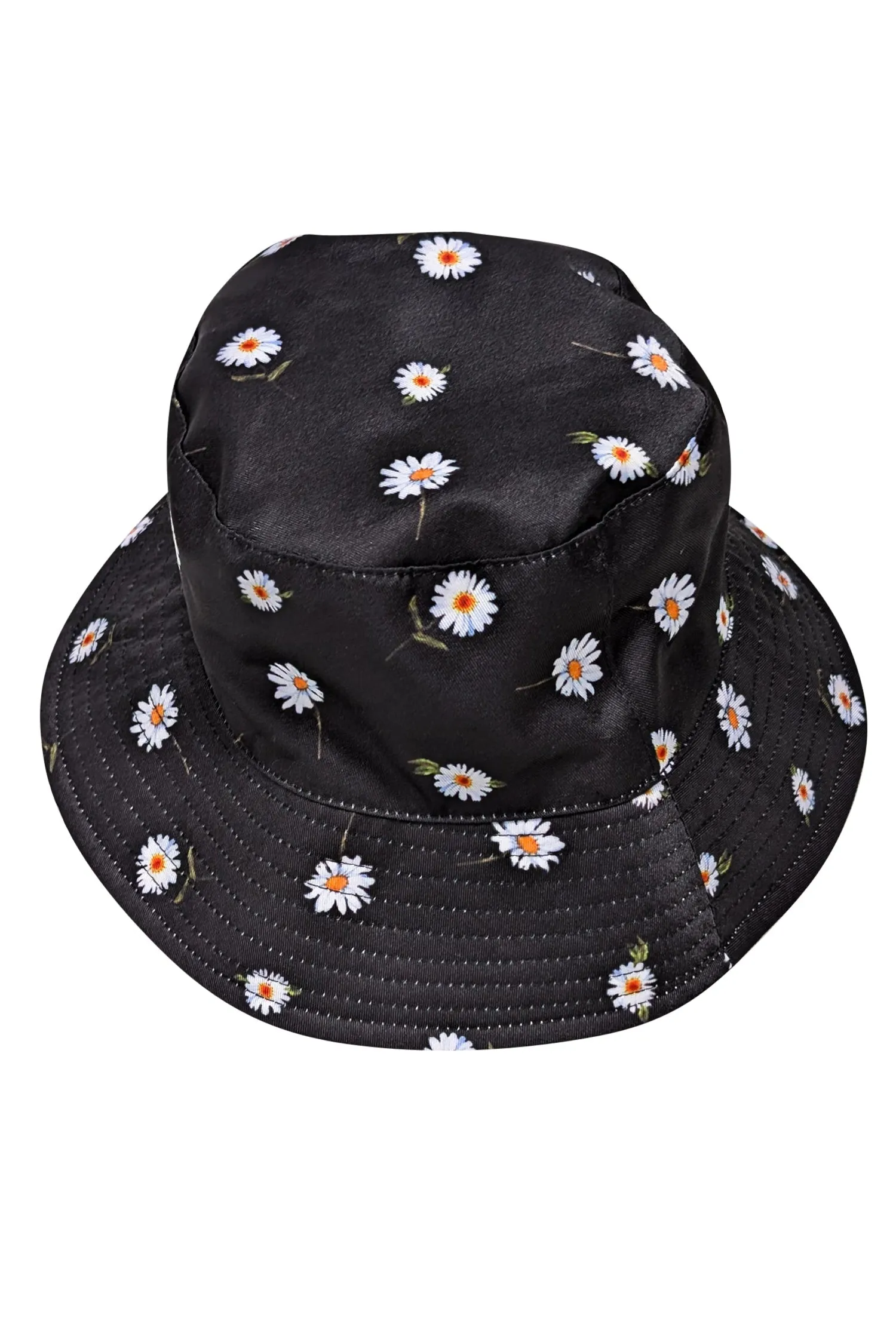 Alice & Olivia - Black Daisy Print & Solid White Reversible Bucket Hat