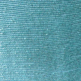 Aqua Bugle Bead On Silk Georgette Ground Fabric