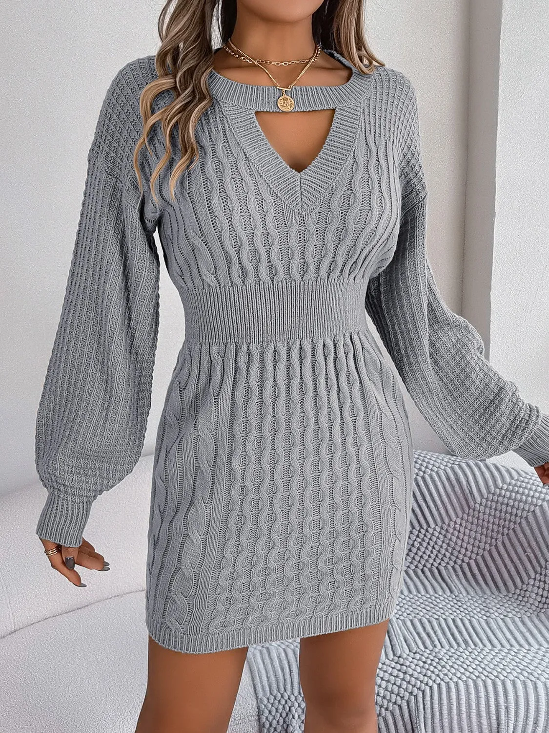 Belle Cable-Knit Cutout Sweater Dress