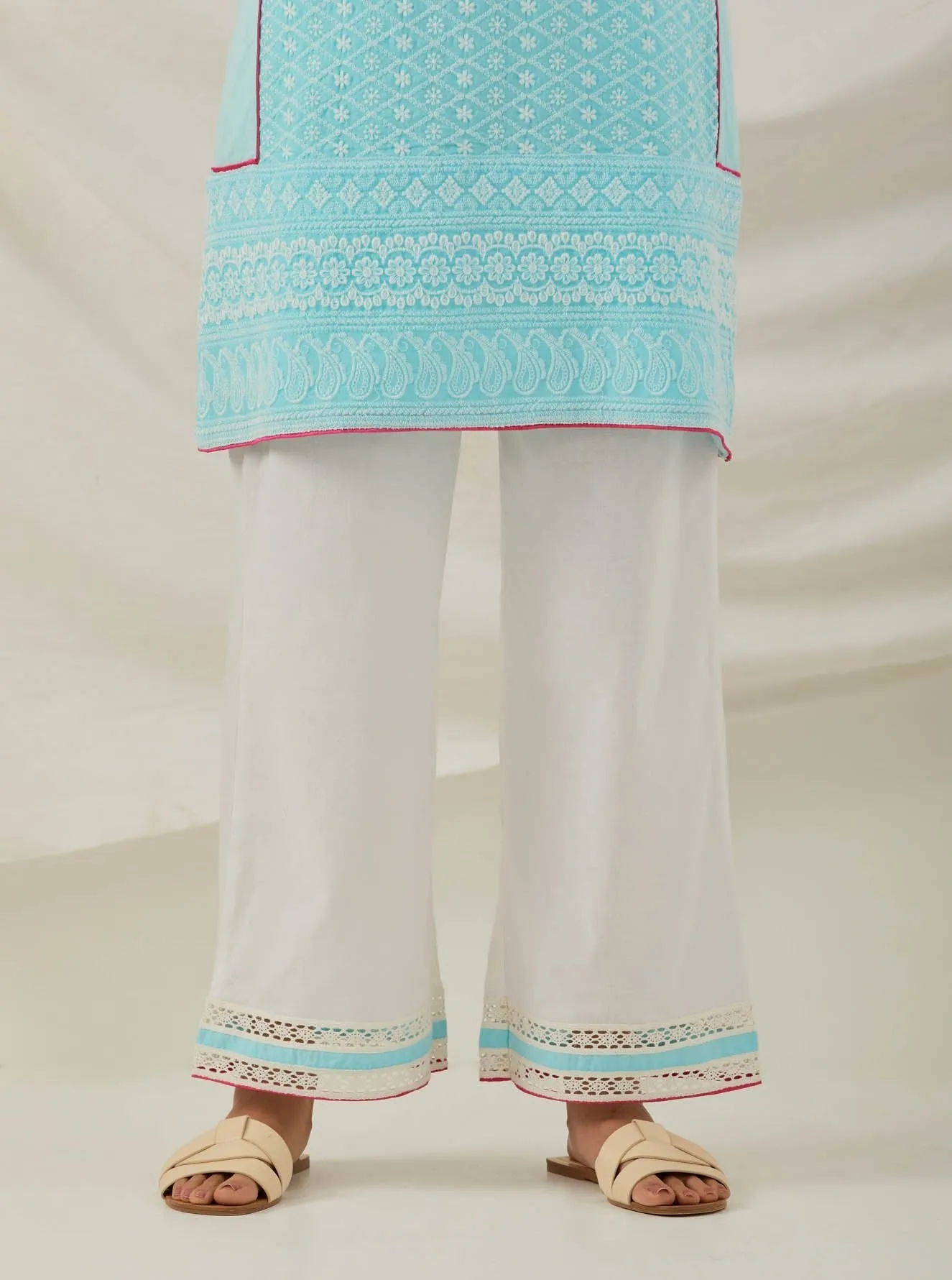 Blue Chikankari Pak Wide Arm Kurta