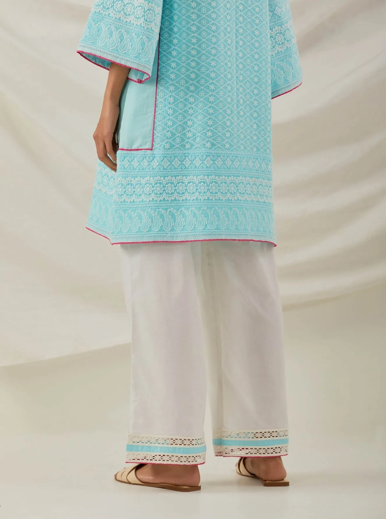 Blue Chikankari Pak Wide Arm Kurta