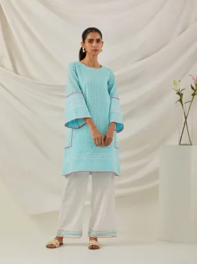 Blue Chikankari Pak Wide Arm Kurta