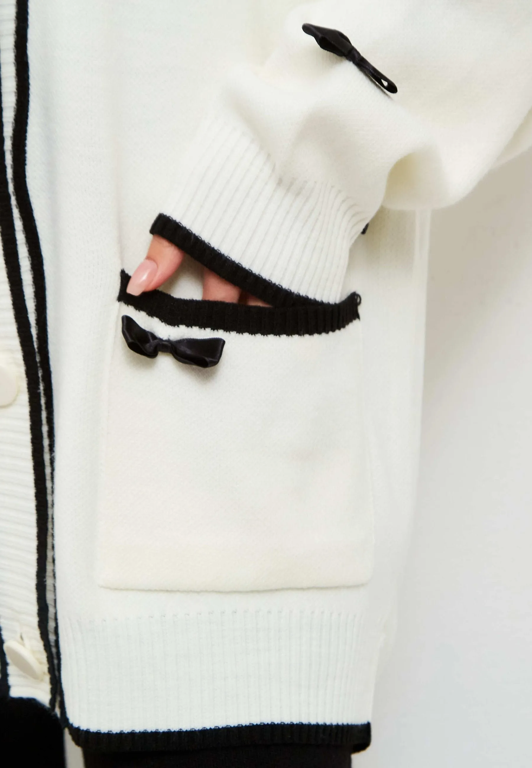 Bow Knit Cardigan - White