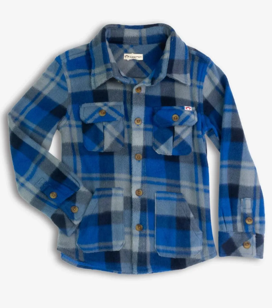 Boys Tops | Snow Fleece Shirt-Blue Taupe Plaid | Appaman