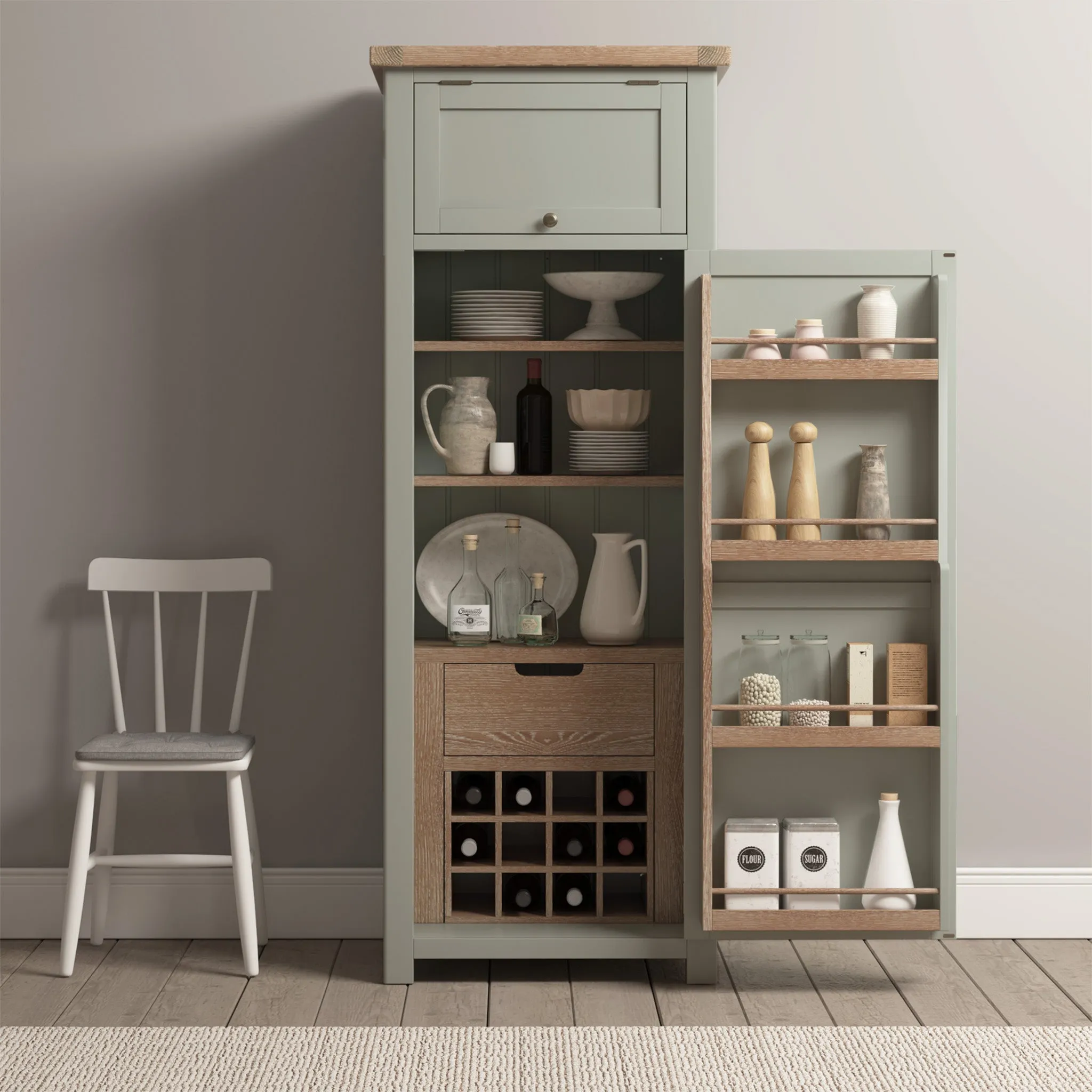 Burford Single Larder Unit in Sage Green