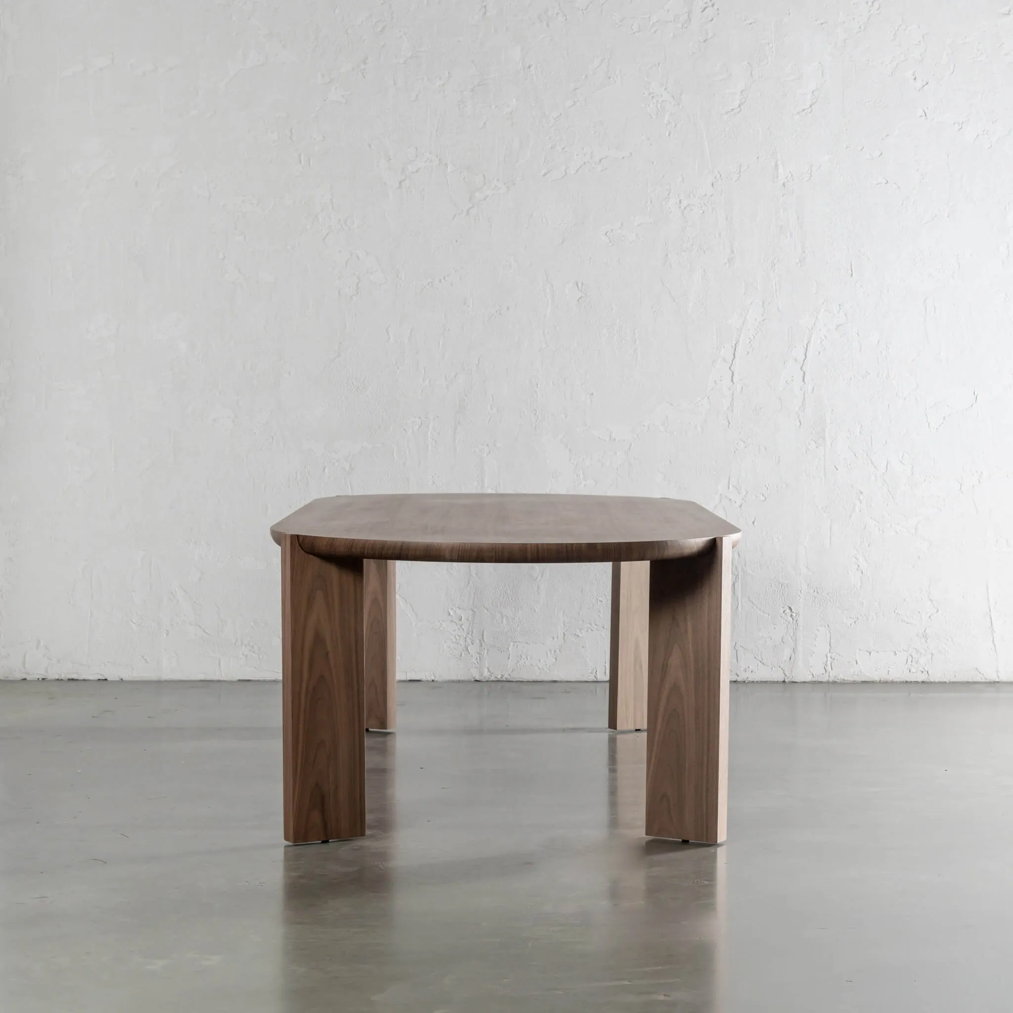 CASSAN ROUNDED DINING TABLE  |  DEEP WALNUT WOOD GRAIN  |  270CM