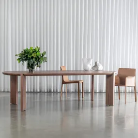 CASSAN ROUNDED DINING TABLE  |  DEEP WALNUT WOOD GRAIN  |  270CM