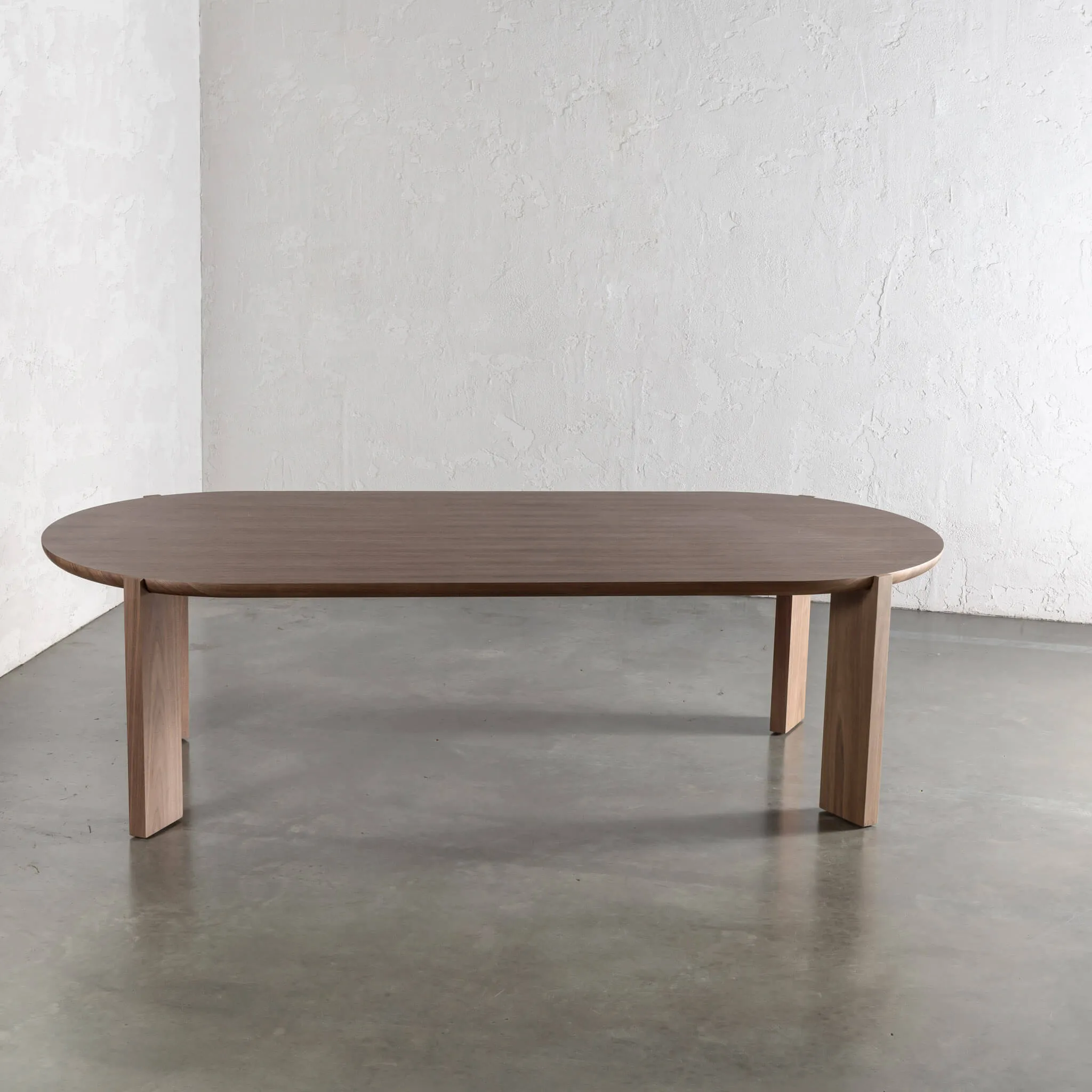 CASSAN ROUNDED DINING TABLE  |  DEEP WALNUT WOOD GRAIN  |  270CM