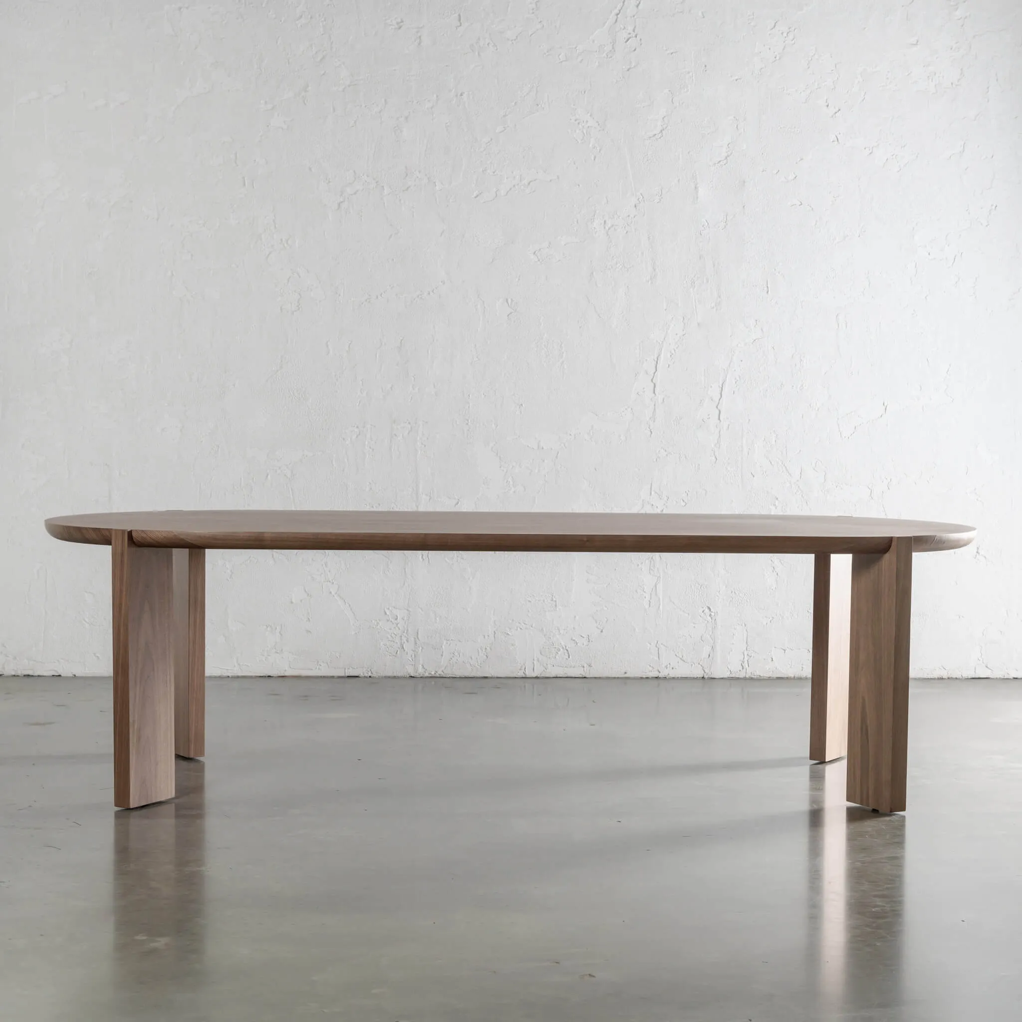 CASSAN ROUNDED DINING TABLE  |  DEEP WALNUT WOOD GRAIN  |  270CM