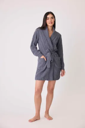 Chenille Cozy Cable Shawl Collar Robe