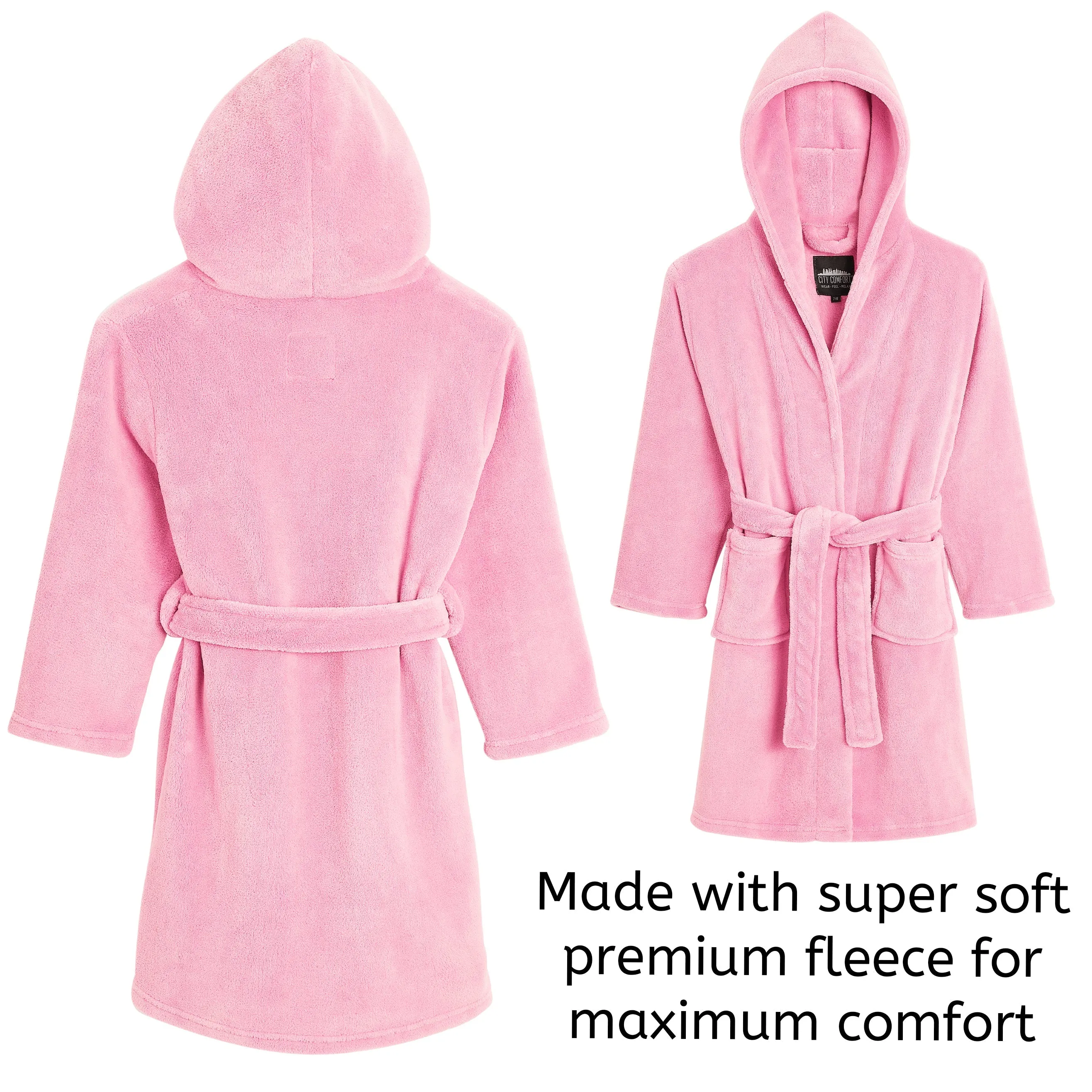 CityComfort Dressing Gown, Hooded Super Soft Dressing Gown with Belt for Girls&Boys Teenagers