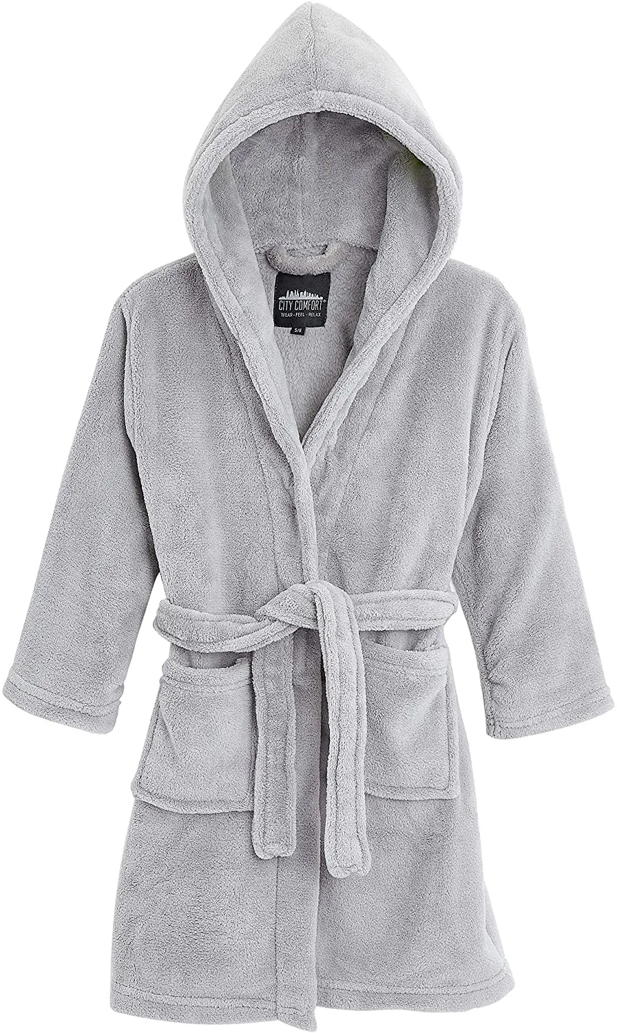 CityComfort Dressing Gown, Hooded Super Soft Dressing Gown with Belt for Girls&Boys Teenagers