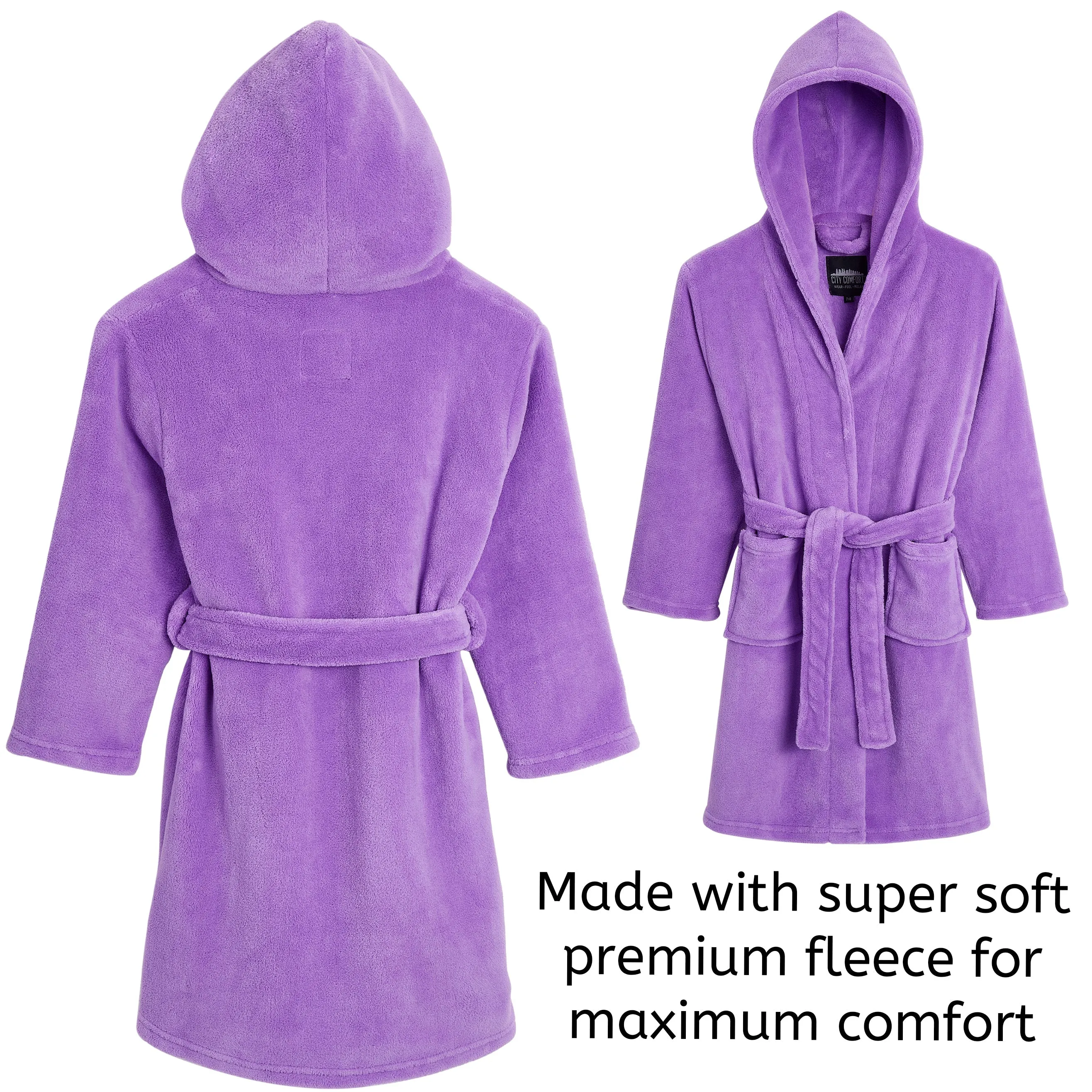 CityComfort Dressing Gown, Hooded Super Soft Dressing Gown with Belt for Girls&Boys Teenagers