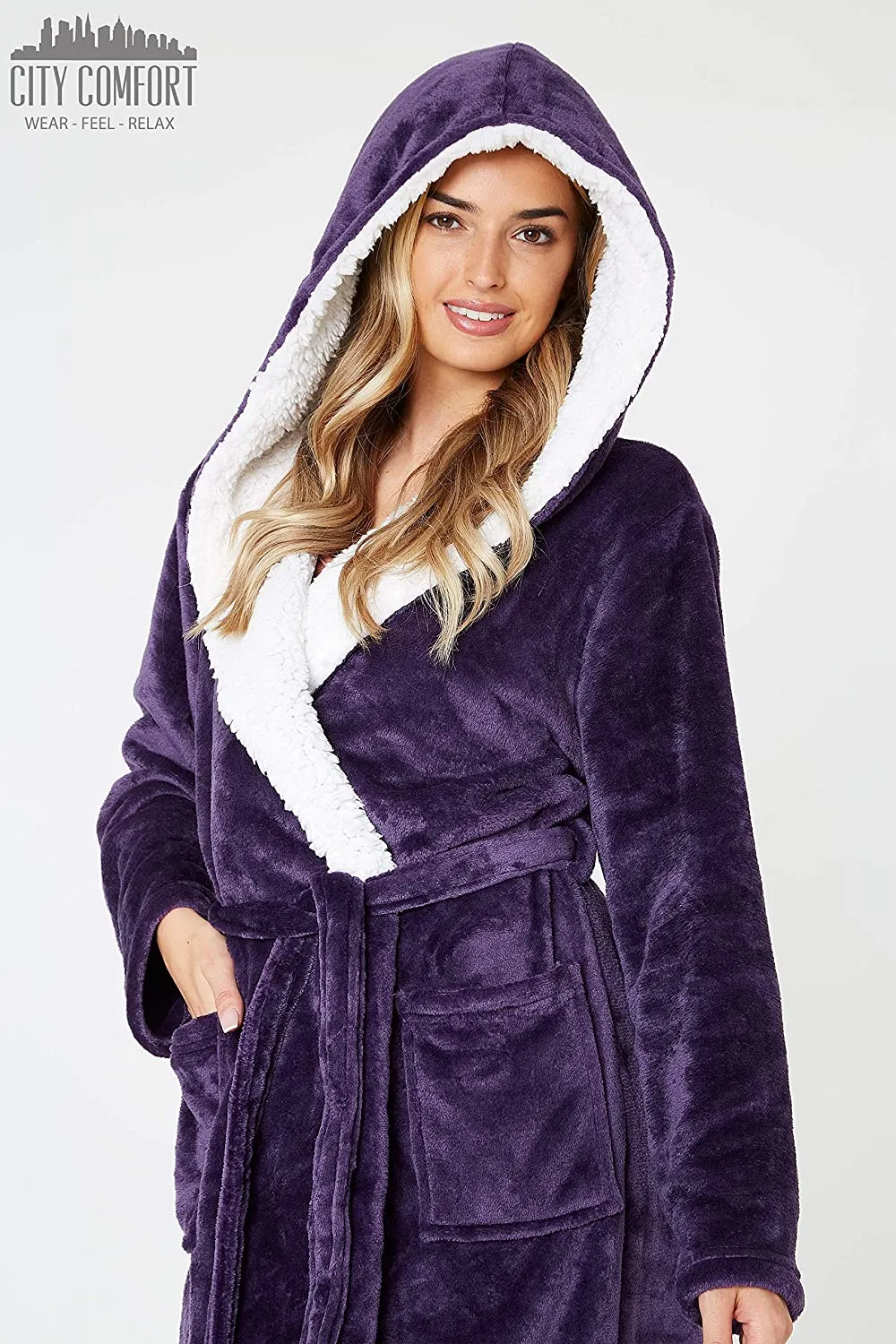 CityComfort Ladies Dressing Gown Soft Plush Bath Robe for Women