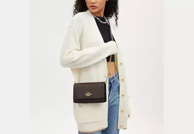 Coach Flap Clutch Crossbody in Signature Canvas