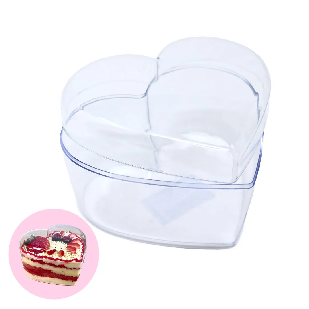 Crystal Heart Plastic Cake Box 750ml Capacity