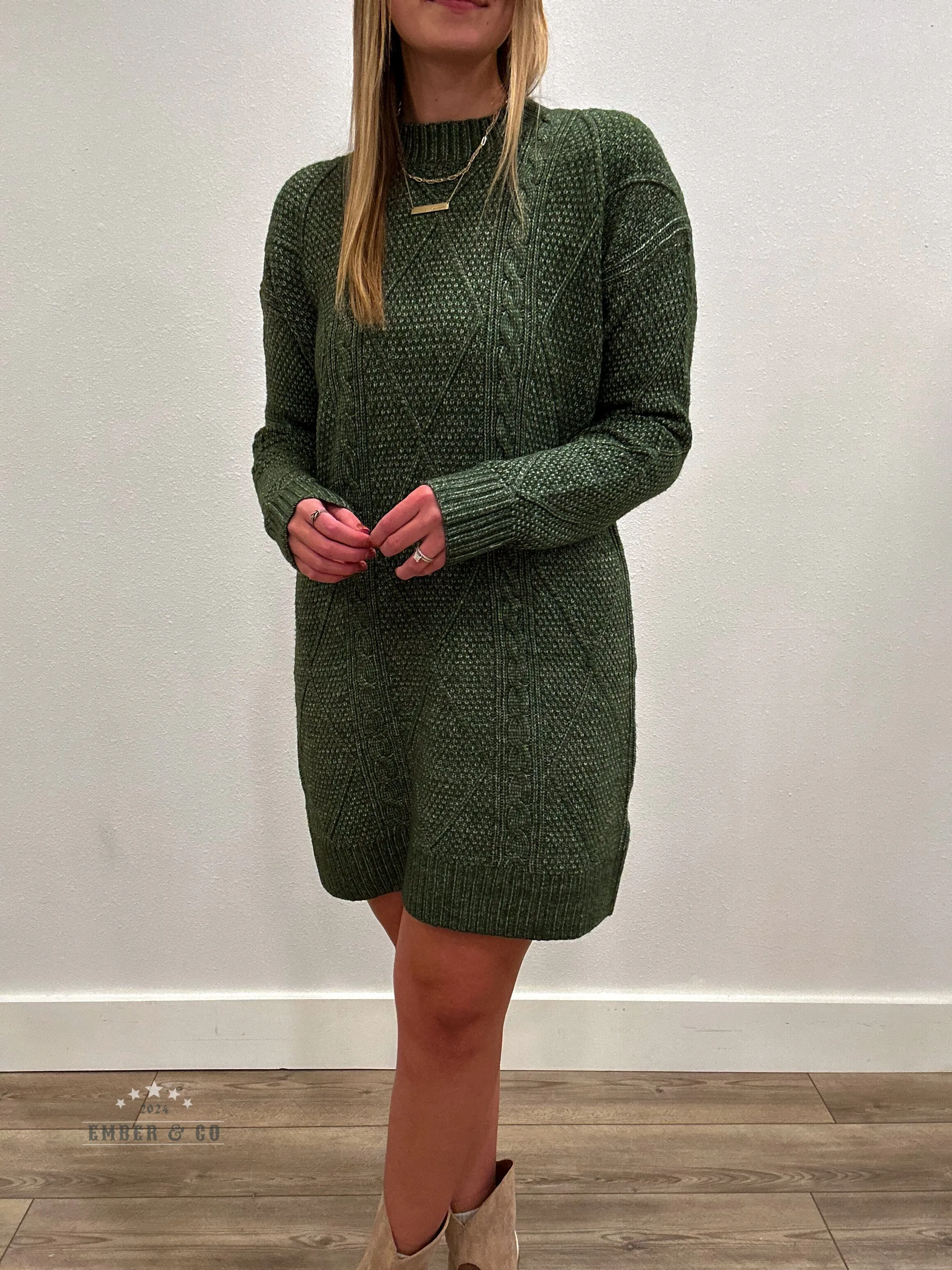 Emerald Envy Sweater Dress