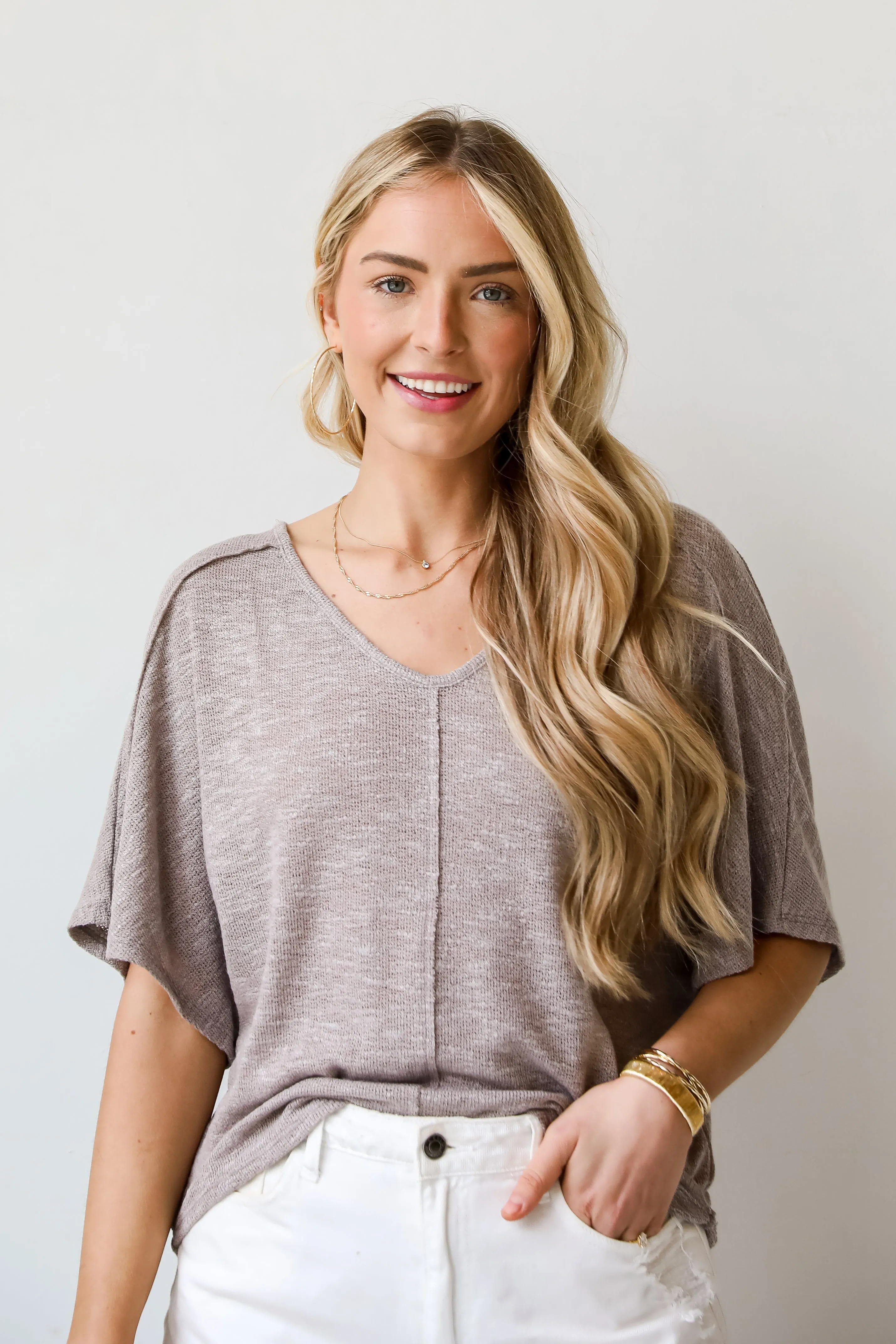 FINAL SALE - Delaney Dusty Lavender Knit Tee - DU DEAL