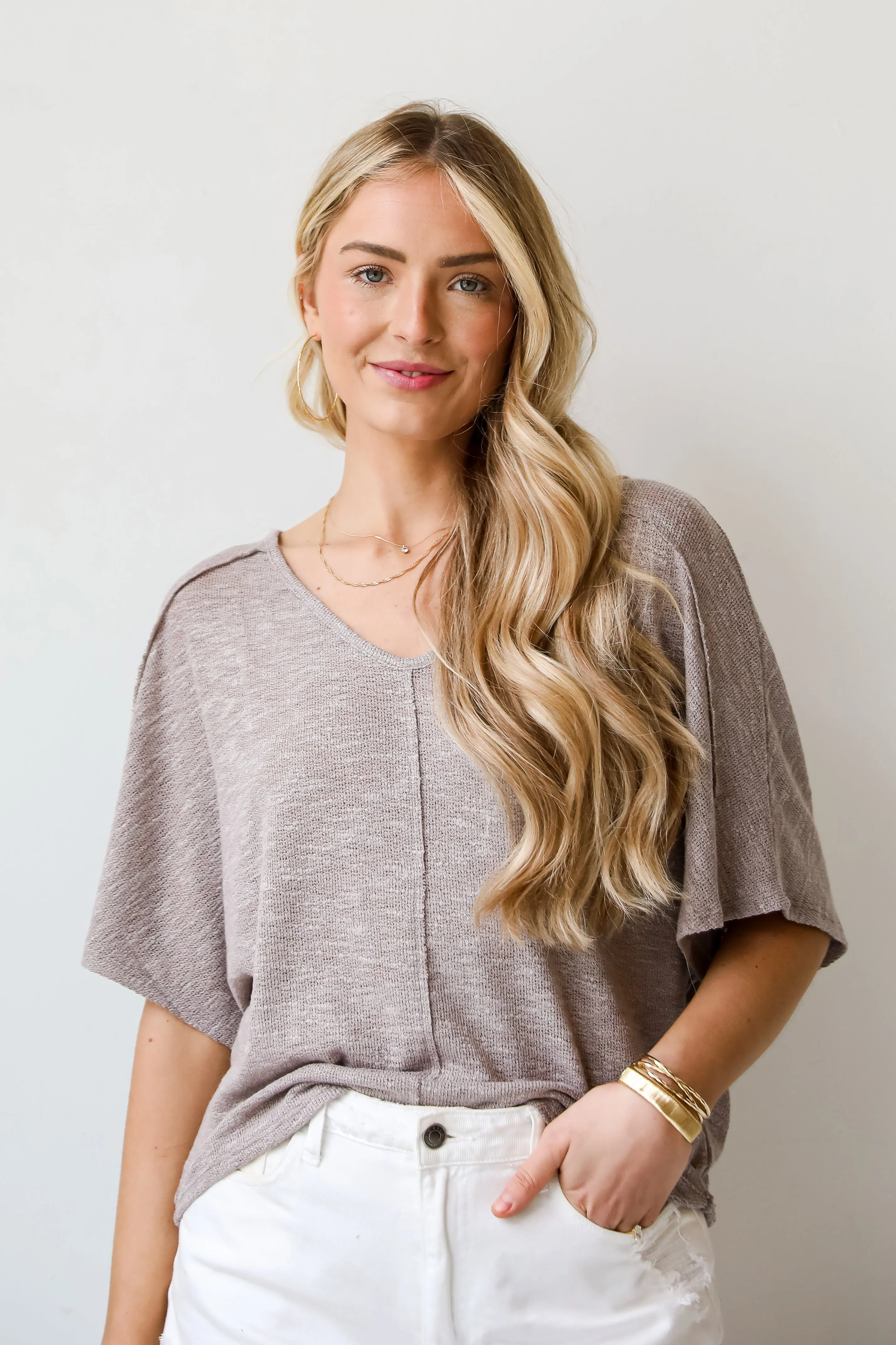 FINAL SALE - Delaney Dusty Lavender Knit Tee - DU DEAL