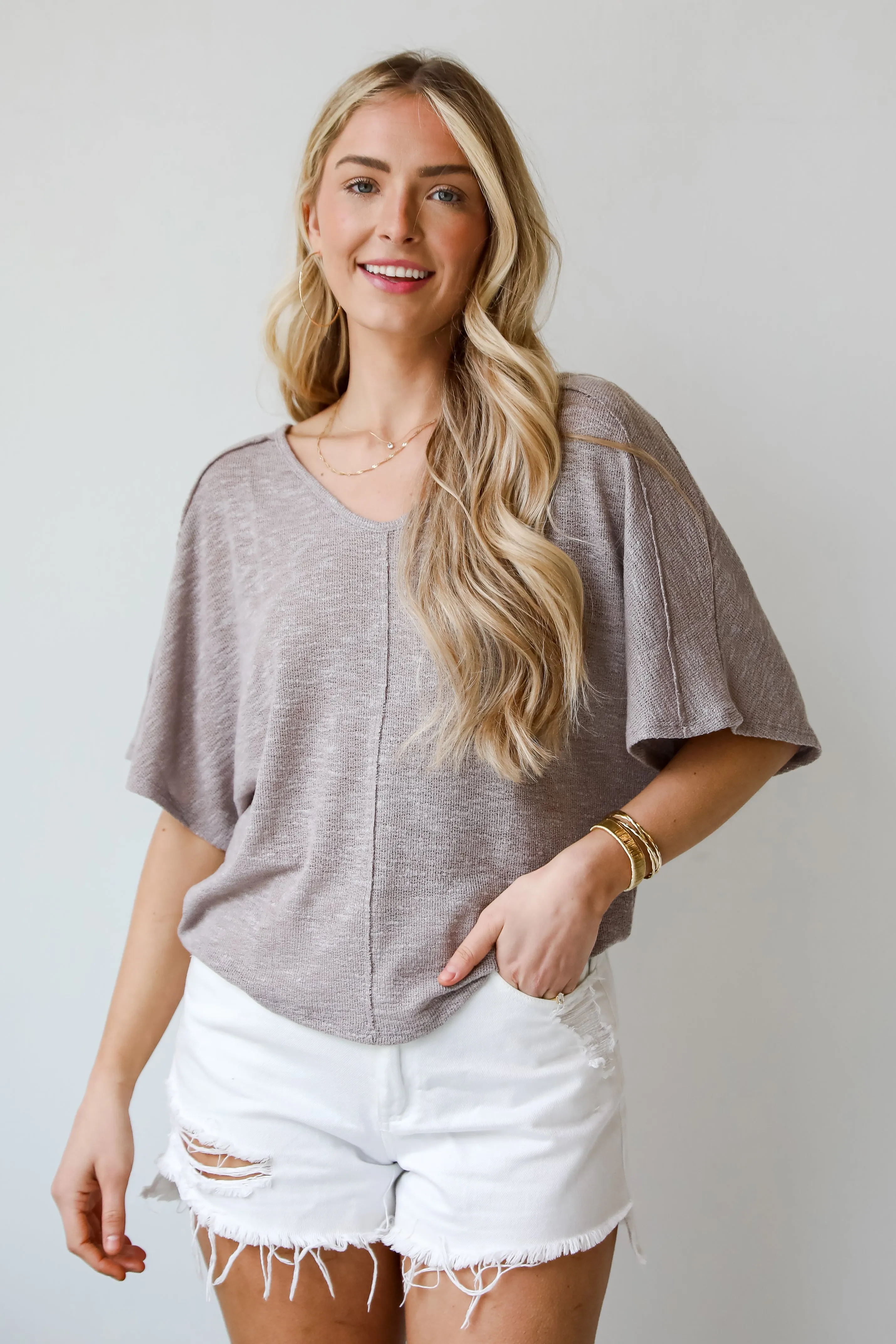 FINAL SALE - Delaney Dusty Lavender Knit Tee - DU DEAL