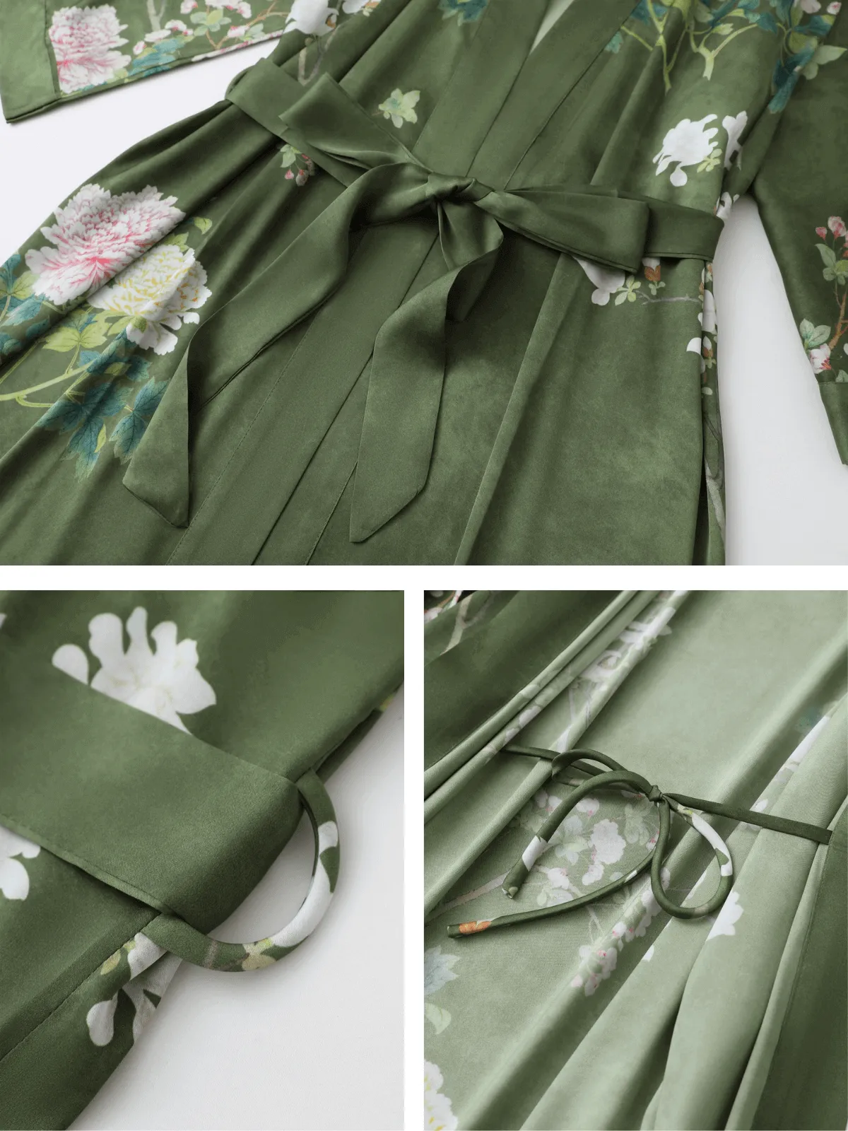 Floral Olive Kimono Robe