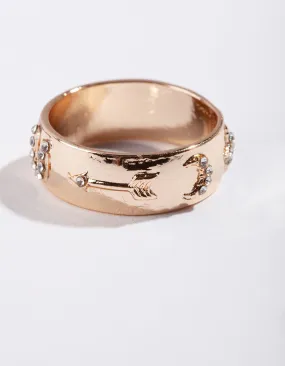 Gold Diamante Symbol Band Ring