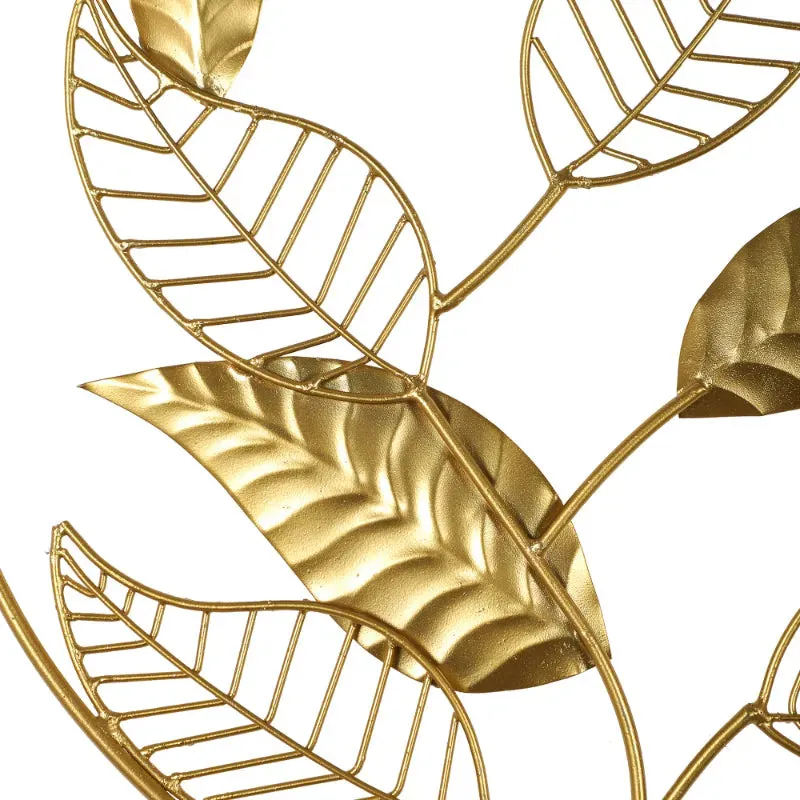 Golden Mango Leaves Wall Decor | Gold | Set of 3 | 15 x 15 inches