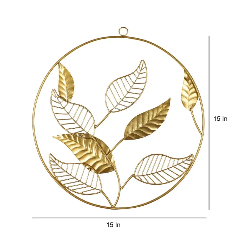 Golden Mango Leaves Wall Decor | Gold | Set of 3 | 15 x 15 inches