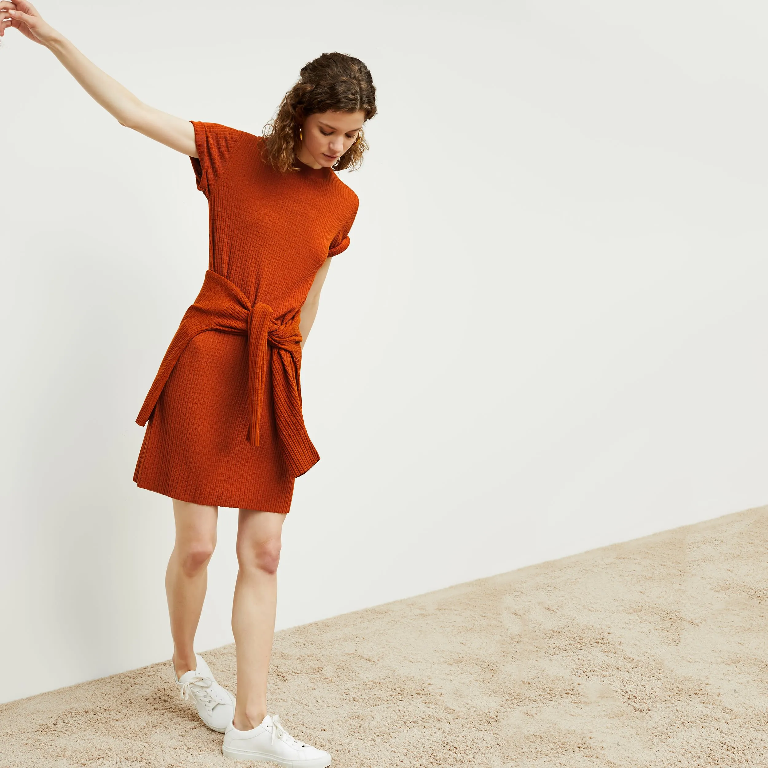 Hayden Dress - Geo Micro Knit :: Canyon