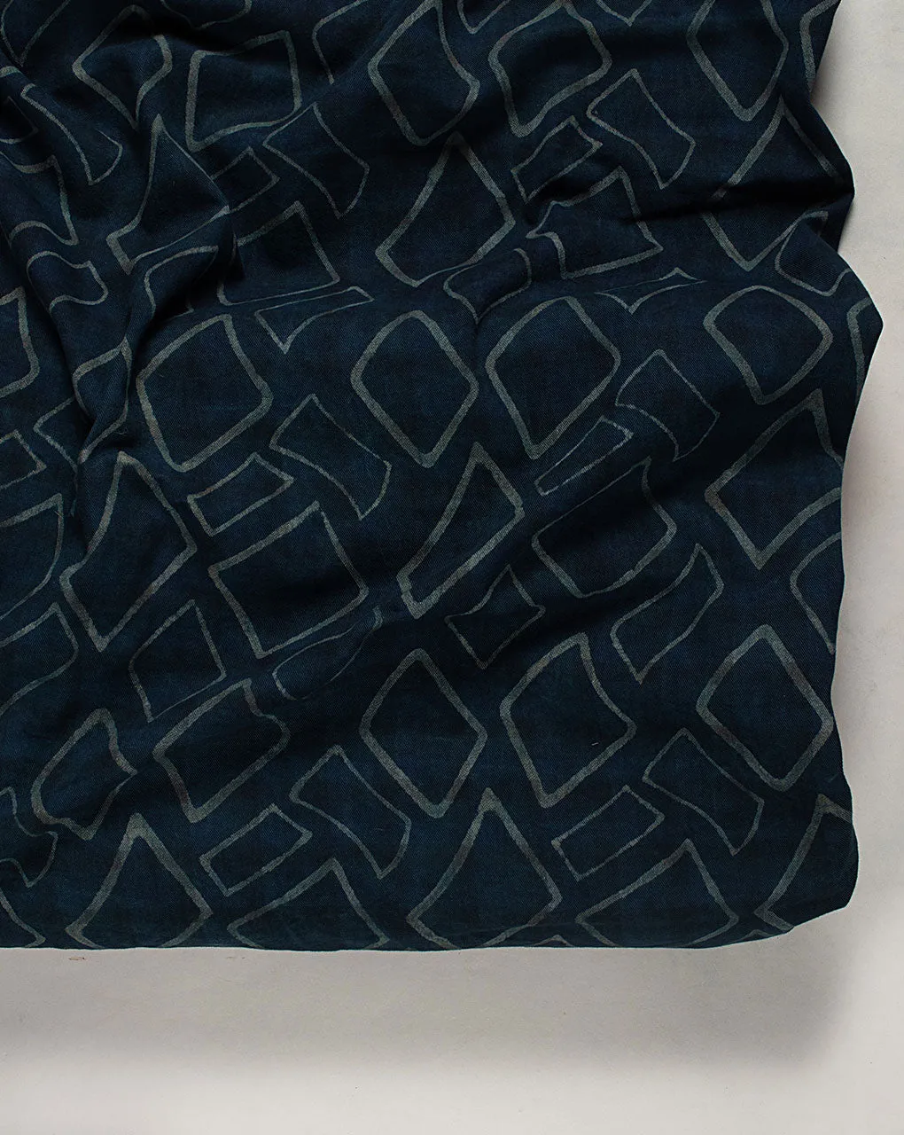 Indigo Hand Block Twill Cotton Fabric ( Width 60 Inch )