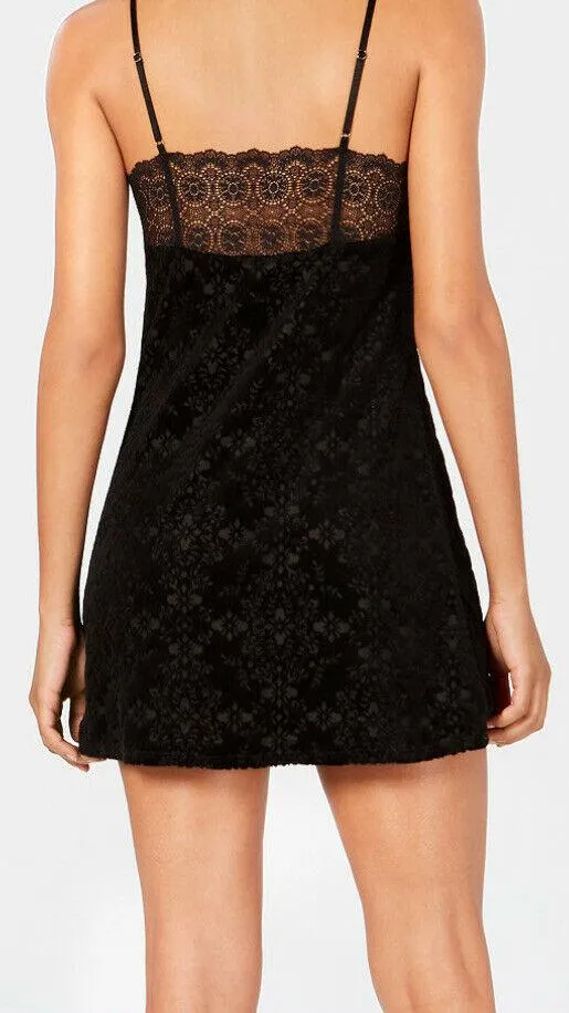 International ConceptsBurnout Lace-Trim Velvet Chemise