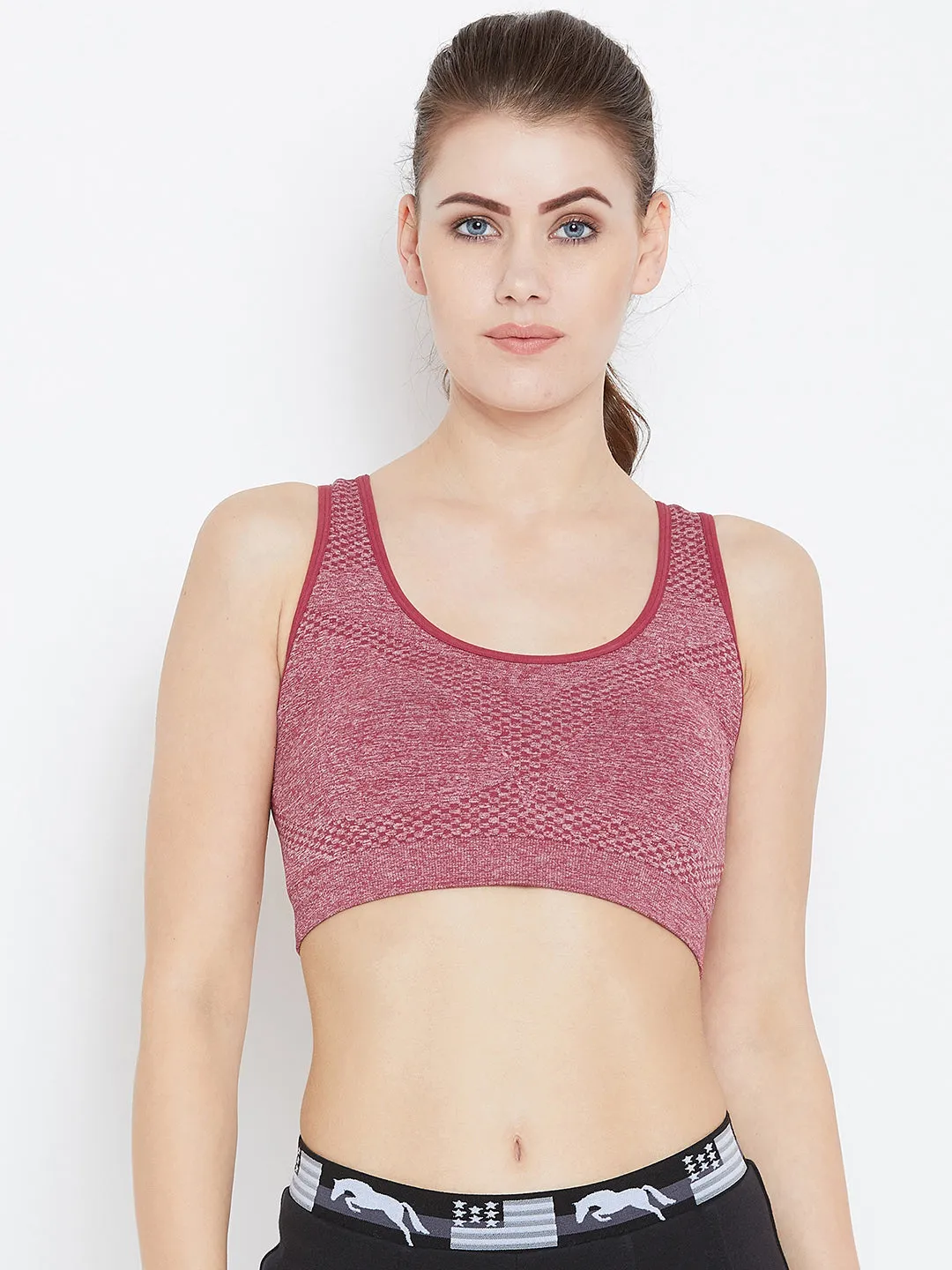 JUMP USA Women Red Non-Wired Lightly Padded Sports Bra