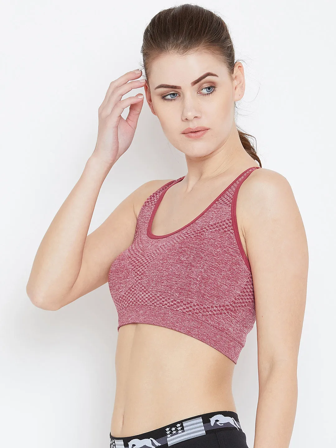 JUMP USA Women Red Non-Wired Lightly Padded Sports Bra