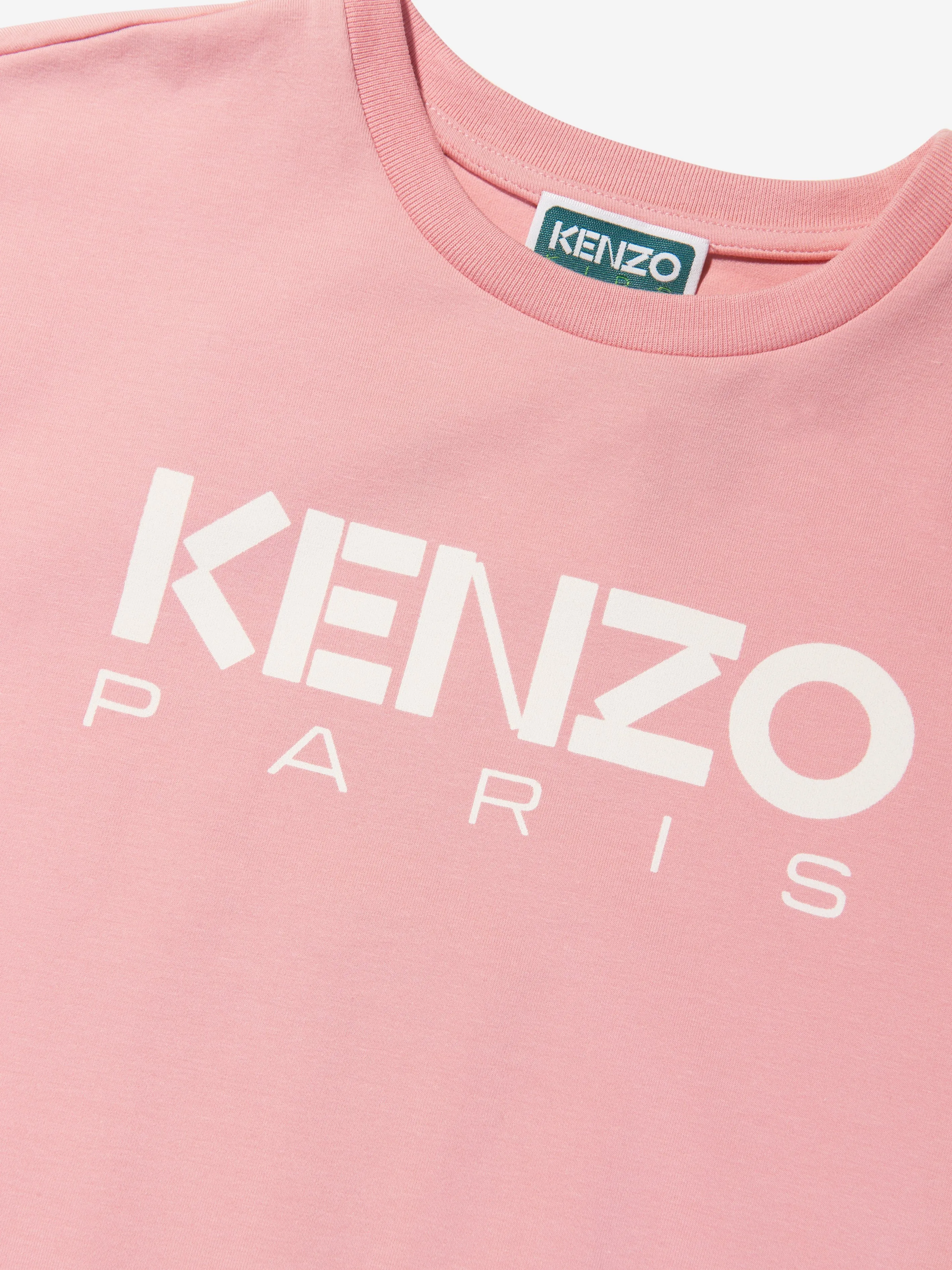 KENZO Girls Logo Print Skater Dress in Pink