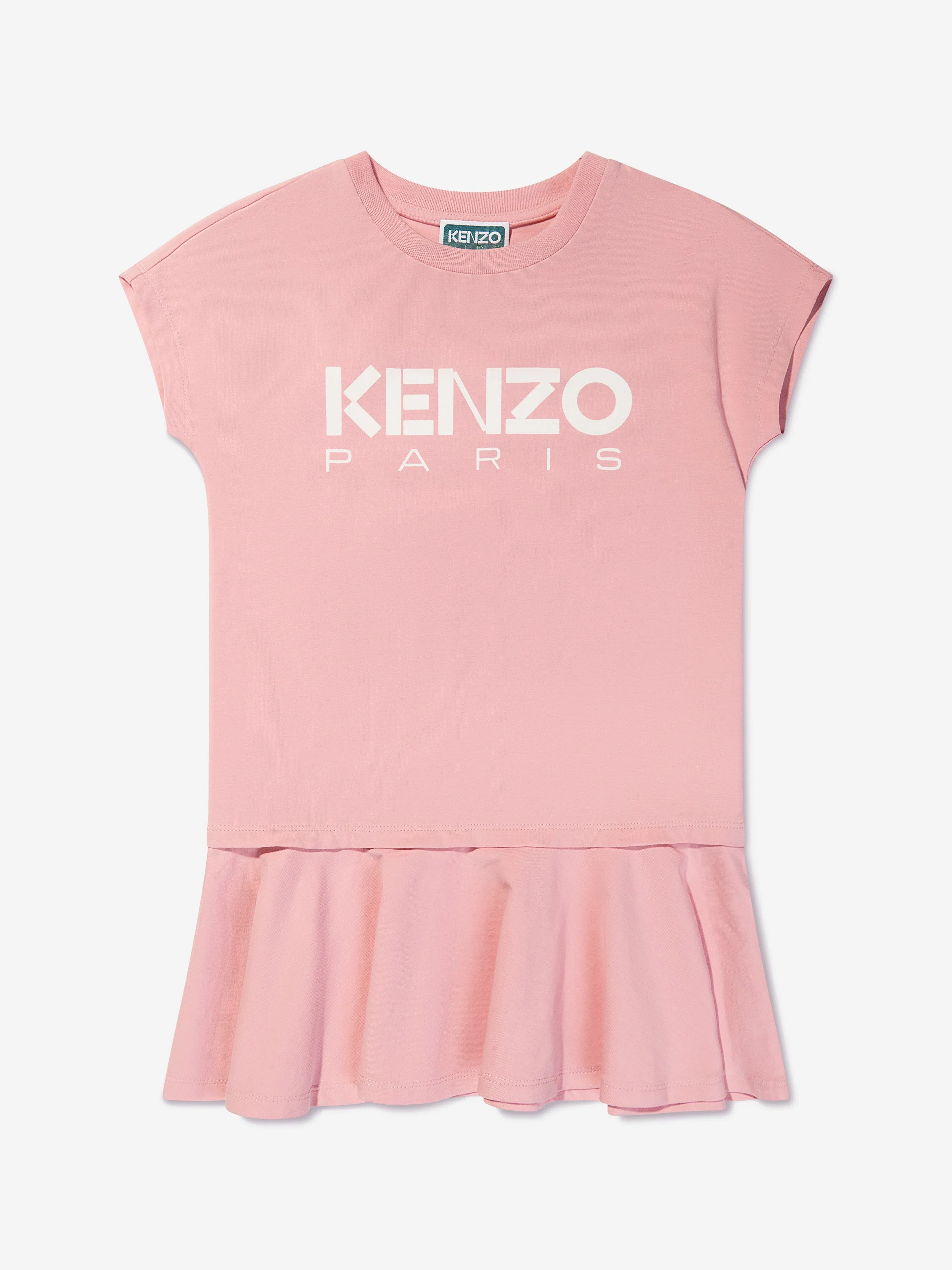 KENZO Girls Logo Print Skater Dress in Pink