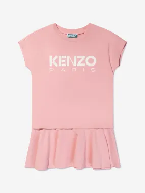 KENZO Girls Logo Print Skater Dress in Pink