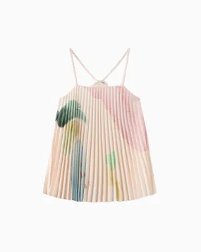 Kid's Crystal Pleated Sundress - Peachy Palette