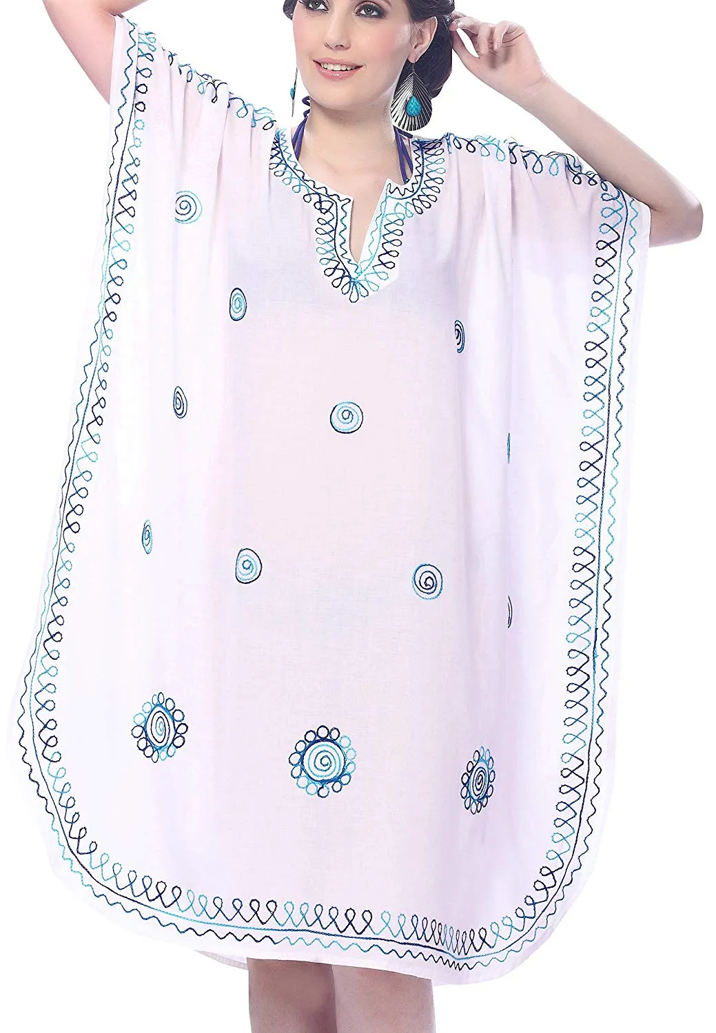 LA LEELA Rayon Solid Women's Caftan Kimono Nightgown Dress Beachwear Cover up