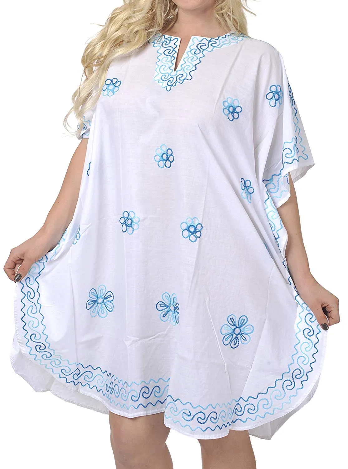 LA LEELA Rayon Solid Women's Caftan Kimono Nightgown Dress Beachwear Cover up