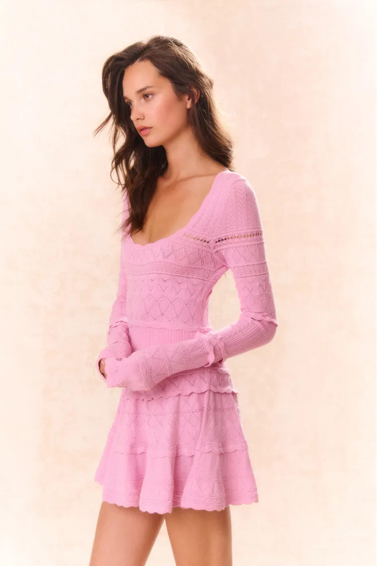 Lavender Pointelle Knit Mini Dress - ROSE CLAY