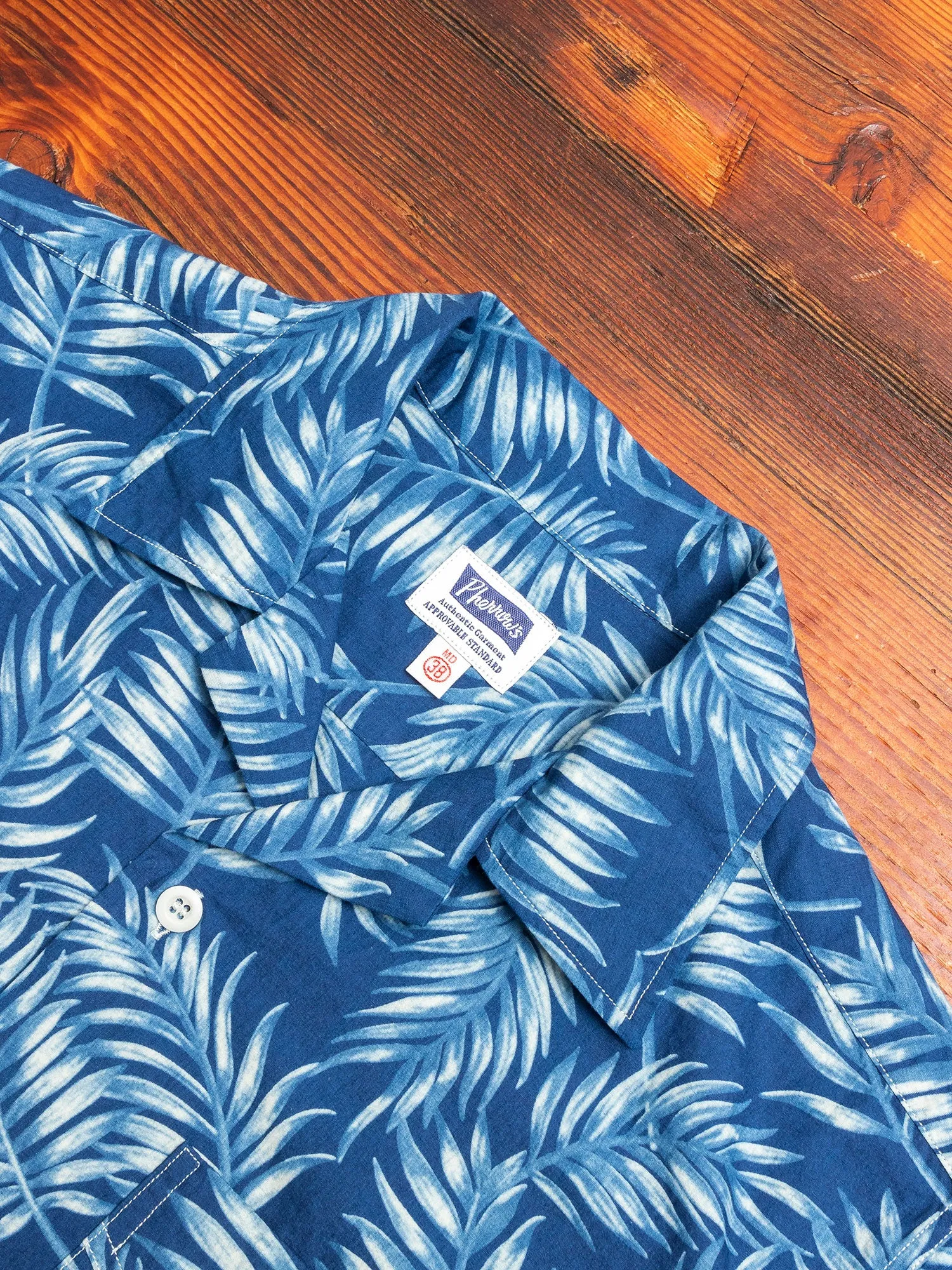 Leaf Print Hawaiian Shirt in Indigo